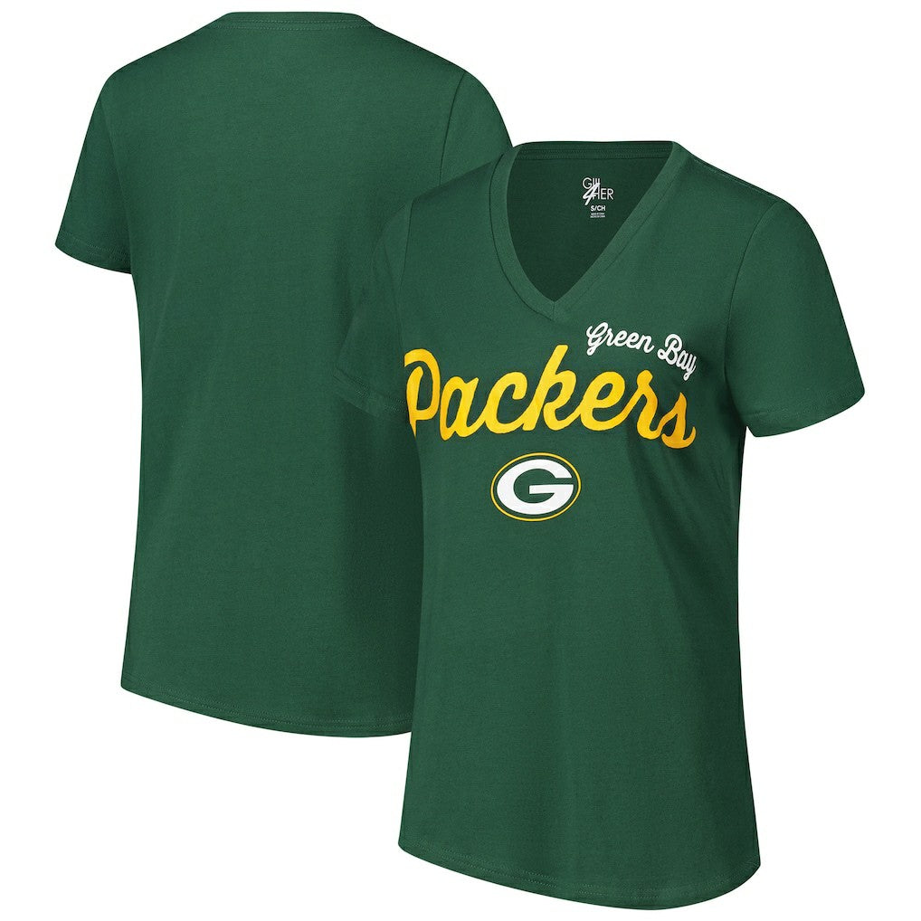 Green Bay Packers G-III 4Her by Carl Banks Women's Post Season V-Neck T-Shirt Green
