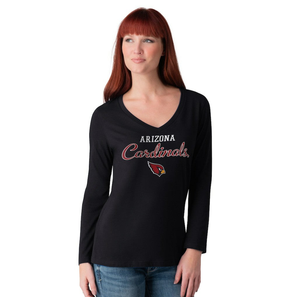 Arizona Cardinals G-III 4Her by Carl Banks Women's Post Season Long Sleeve V-Neck T-Shirt Black