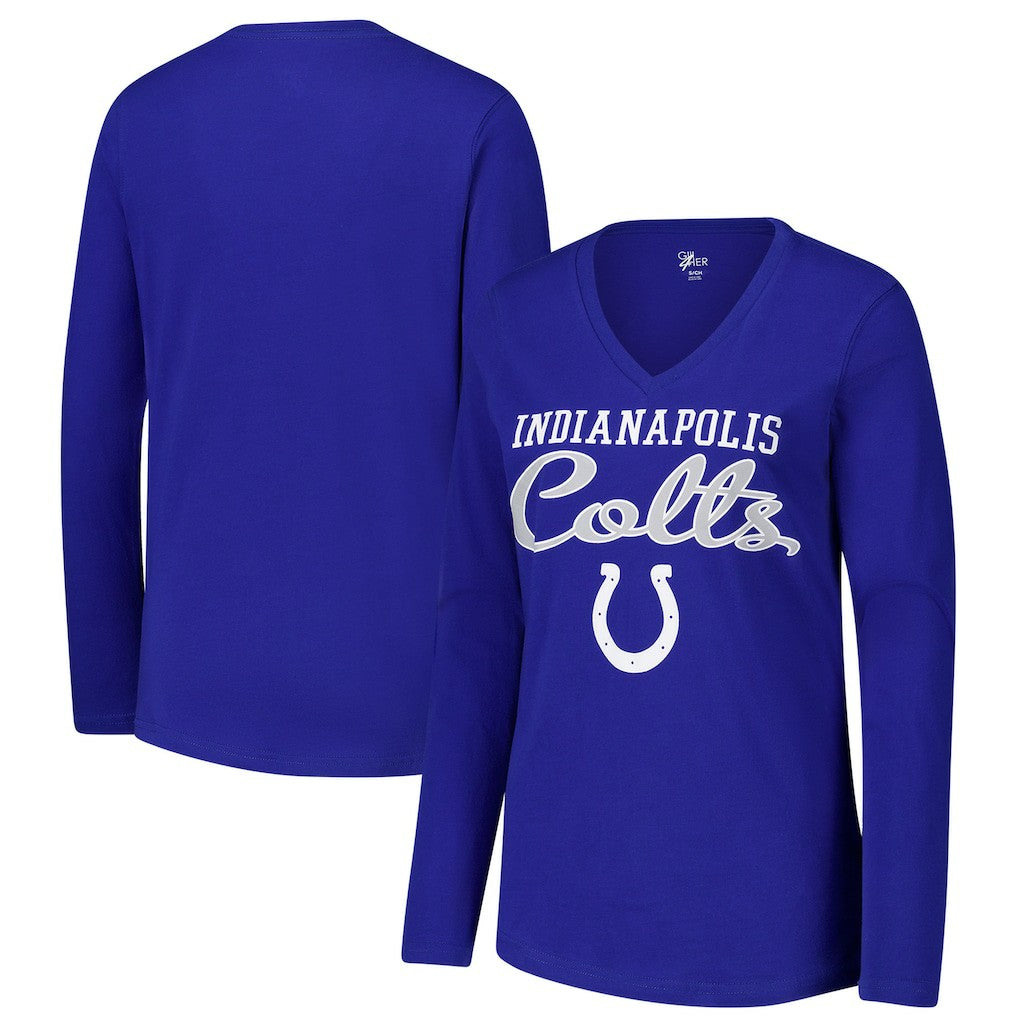 Indianapolis Colts G-III 4Her by Carl Banks Women's Post Season Long Sleeve V-Neck T-Shirt Royal