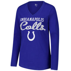 Indianapolis Colts G-III 4Her by Carl Banks Women's Post Season Long Sleeve V-Neck T-Shirt Royal