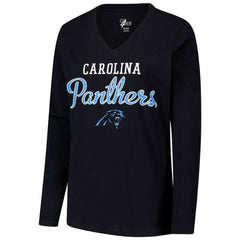 Carolina Panthers G-III 4Her by Carl Banks Women's Post Season Long Sleeve V-Neck T-Shirt Black