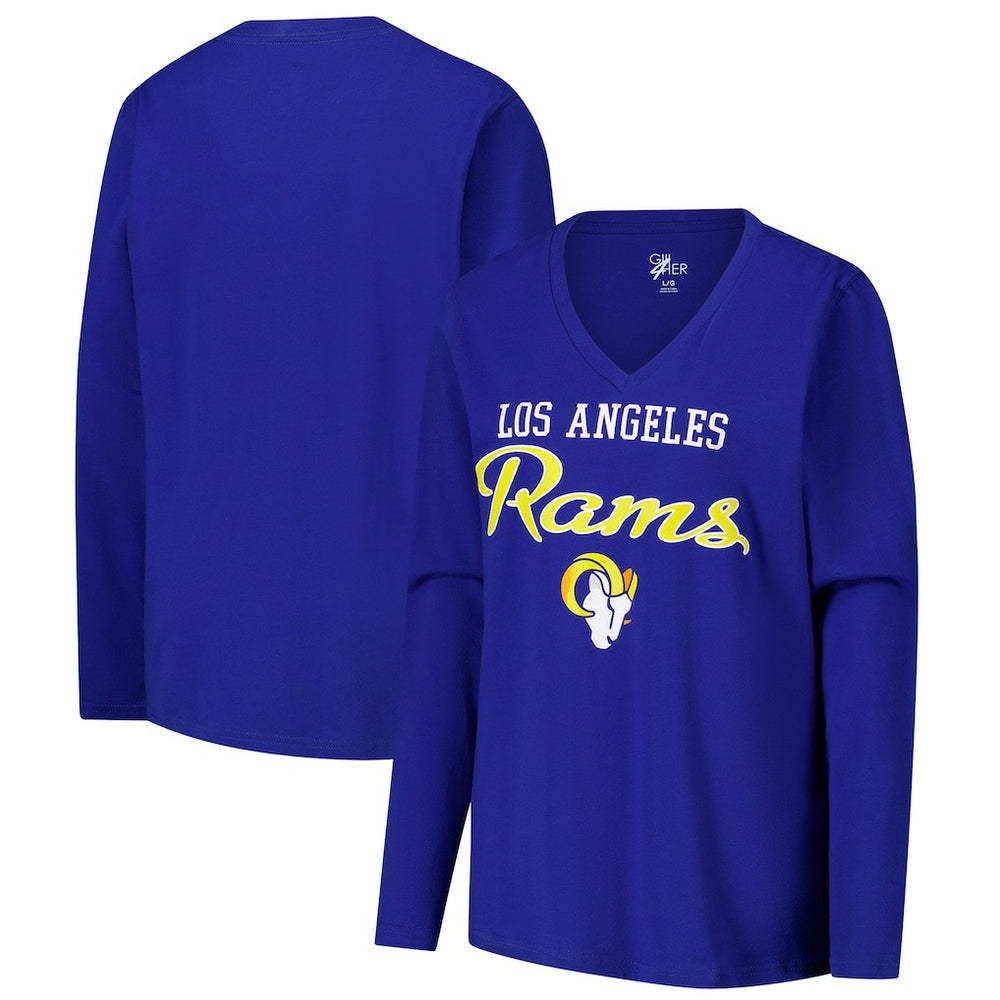 Los Angeles Rams G-III 4Her by Carl Banks Women's Post Season Long Sleeve V-Neck T-Shirt Royal
