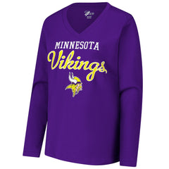 Minnesota Vikings G-III 4Her by Carl Banks Women's Post Season Long Sleeve V-Neck T-Shirt Purple
