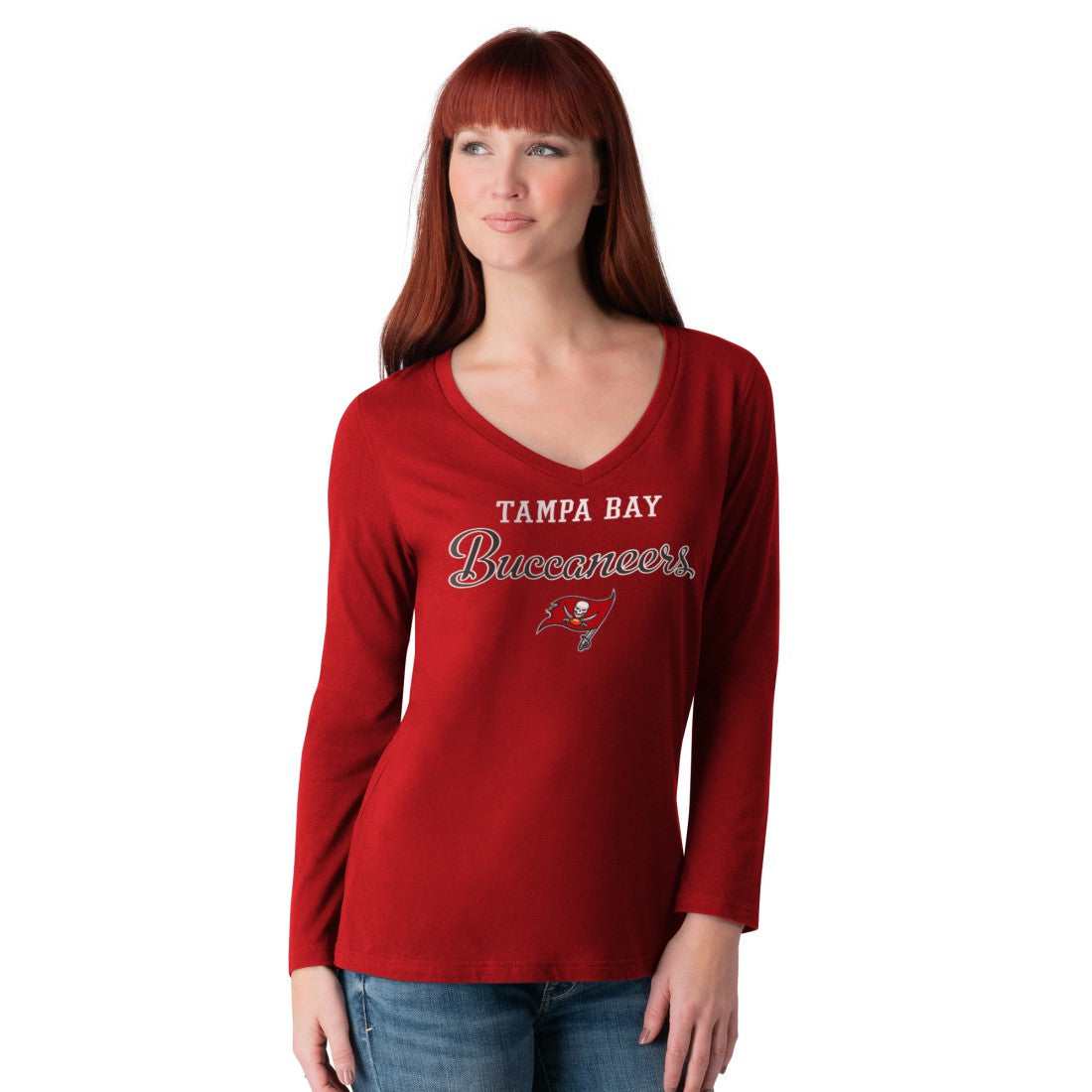Tampa Bay Buccaneers G-III 4Her by Carl Banks Women's Post Season Long Sleeve V-Neck T-Shirt Red