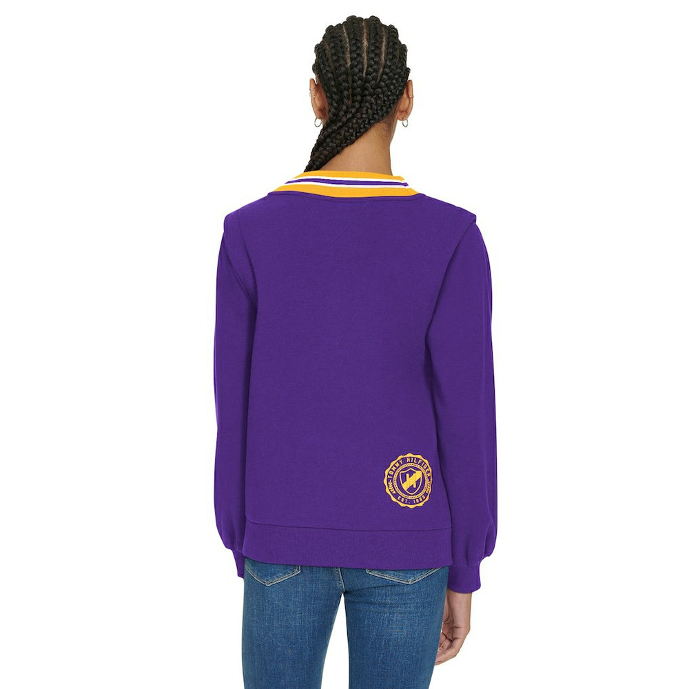 Minnesota Vikings Tommy Hilfiger Women's Alice V-Neck Pullover Sweatshirt Purple