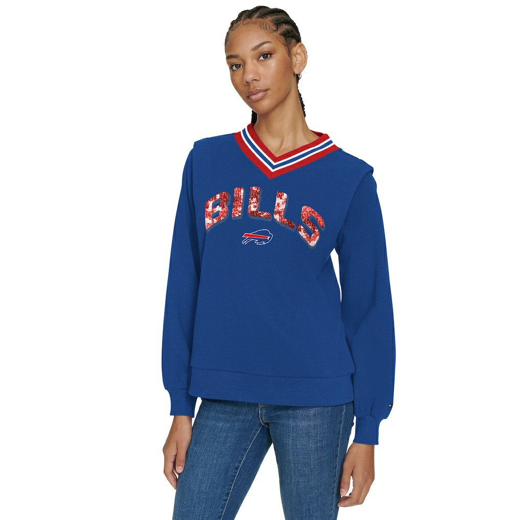 Buffalo Bills Tommy Hilfiger Women's Alice V-Neck Pullover Sweatshirt Royal