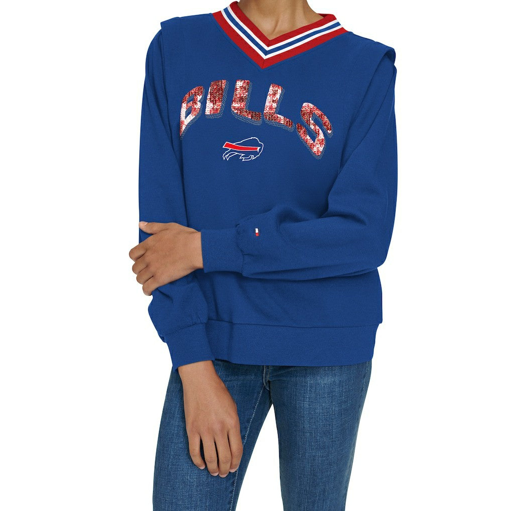 Buffalo Bills Tommy Hilfiger Women's Alice V-Neck Pullover Sweatshirt Royal