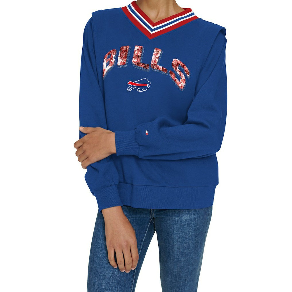 Buffalo Bills Tommy Hilfiger Women's Alice V-Neck Pullover Sweatshirt Royal