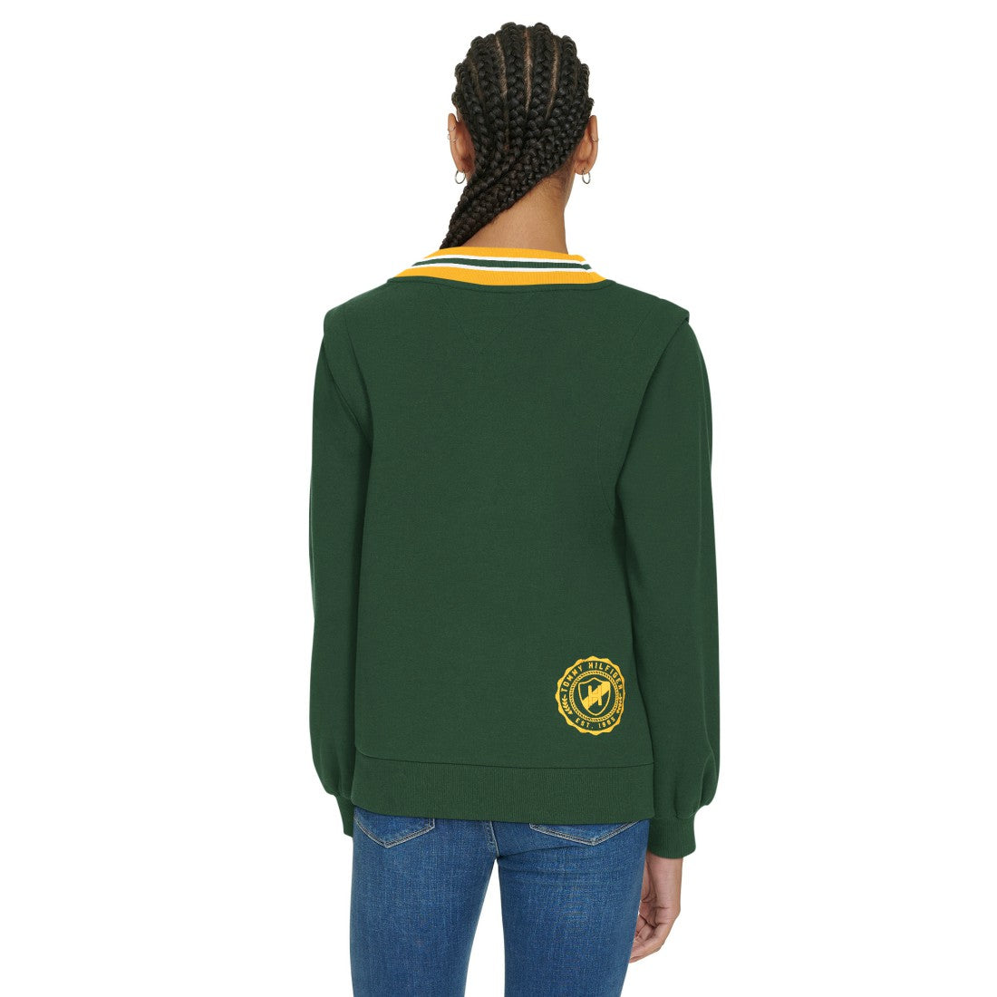 Green Bay Packers Tommy Hilfiger Women's Alice V-Neck Pullover Sweatshirt Green