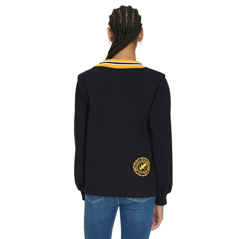 Pittsburgh Steelers Tommy Hilfiger Women's Alice V-Neck Pullover Sweatshirt Black