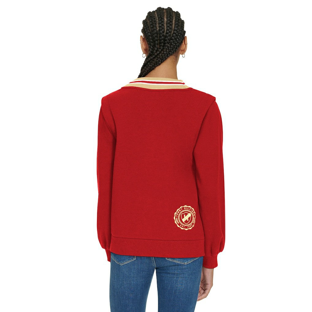 San Francisco 49ers Tommy Hilfiger Women's Alice V-Neck Pullover Sweatshirt Scarlet