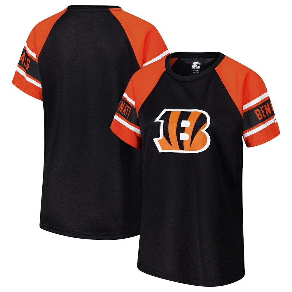 Cincinnati Bengals Starter Women's 1st Rounder Color Block Raglan Top Black