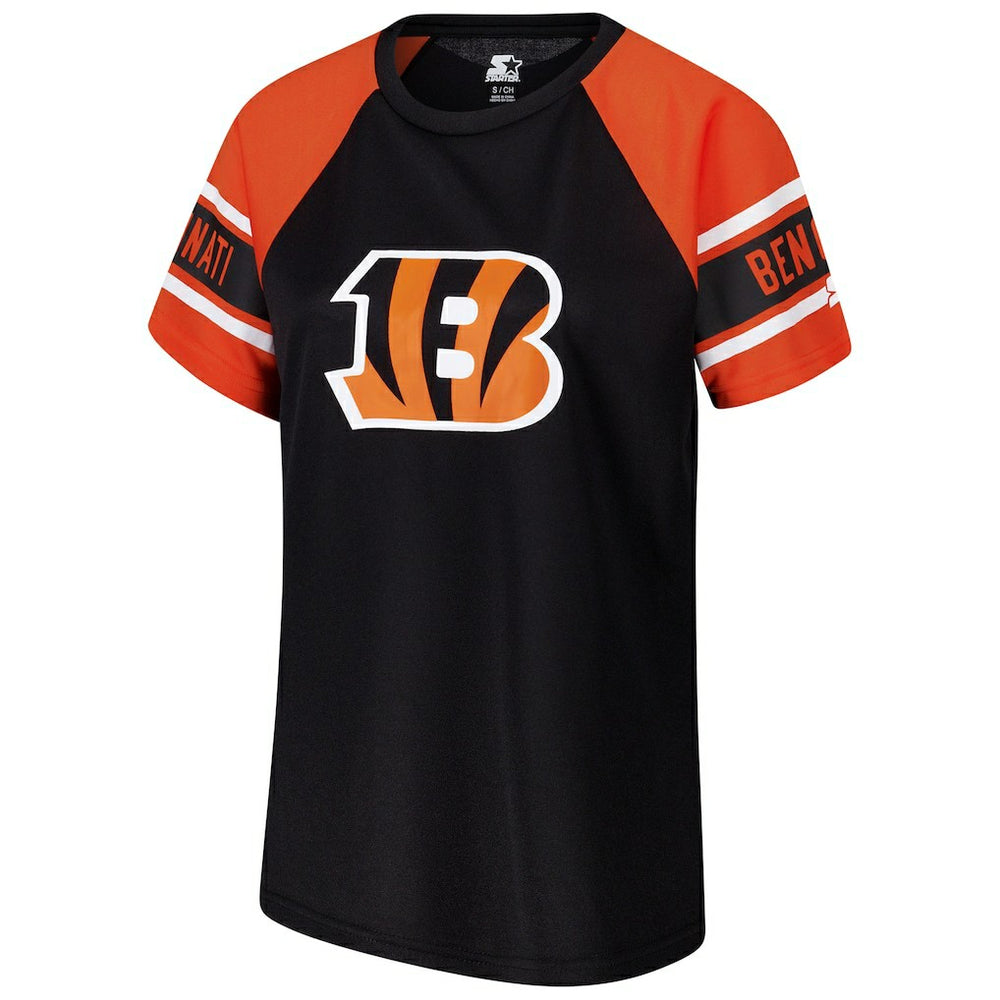 Cincinnati Bengals Starter Women's 1st Rounder Color Block Raglan Top Black
