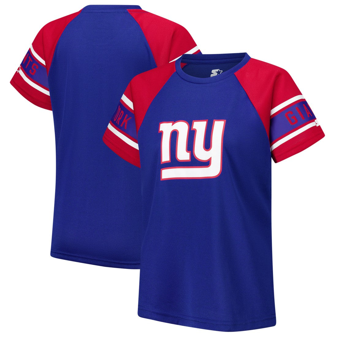 New York Giants Starter Women's 1st Rounder Color Block Raglan Top Royal