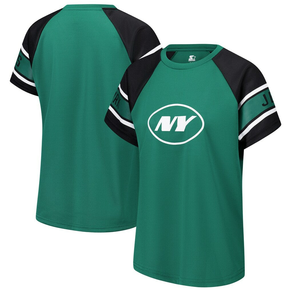 New York Jets Starter Women's 1st Rounder Color Block Raglan Top Green