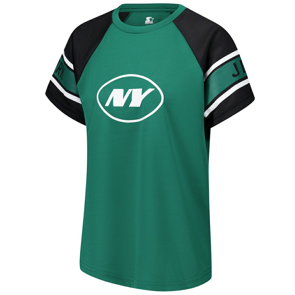 New York Jets Starter Women's 1st Rounder Color Block Raglan Top Green
