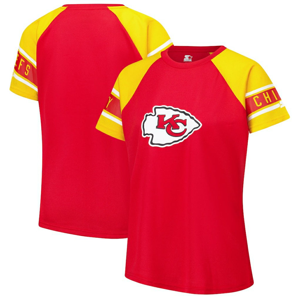 Kansas City Chiefs Starter Women's 1st Rounder Color Block Raglan Top Red