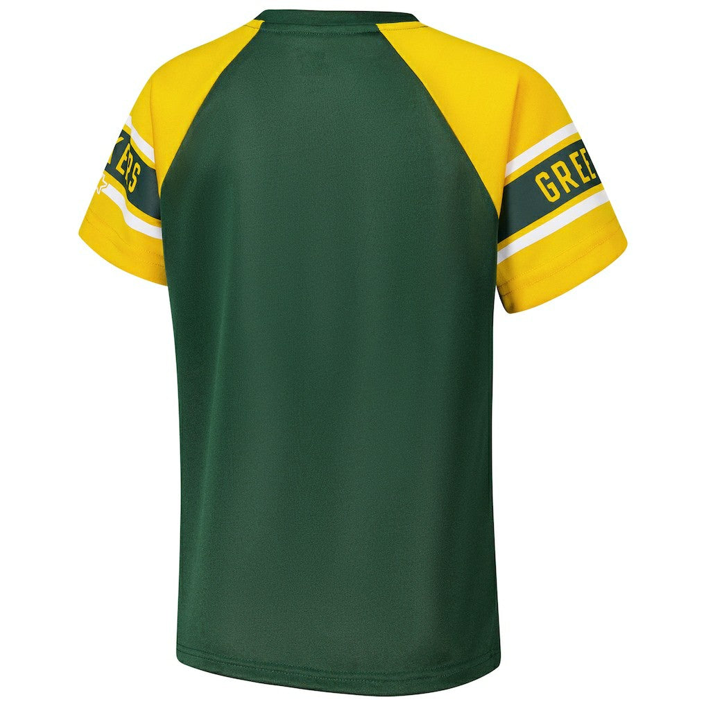 Green Bay Packers Starter Women's 1st Rounder Color Block Raglan Top Green