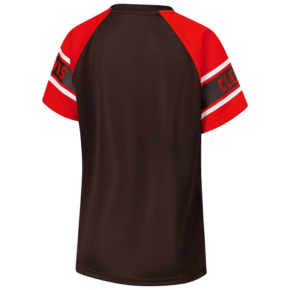 Cleveland Browns Starter Women's 1st Rounder Color Block Raglan Top Brown