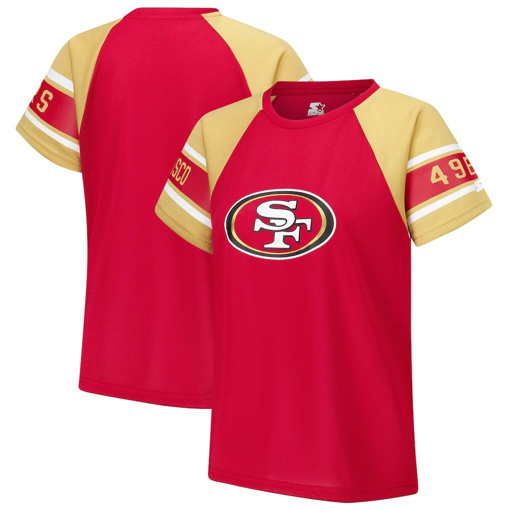 San Francisco 49ers Starter Women's 1st Rounder Color Block Raglan Top Red