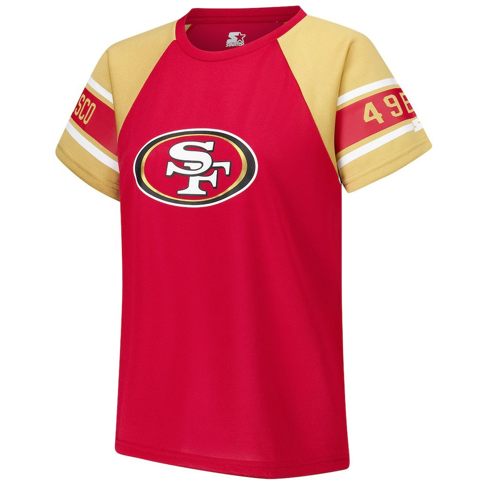 San Francisco 49ers Starter Women's 1st Rounder Color Block Raglan Top Red