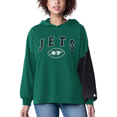 New York Jets Starter Women's Power Move Long Sleeve Pullover Hoodie Green
