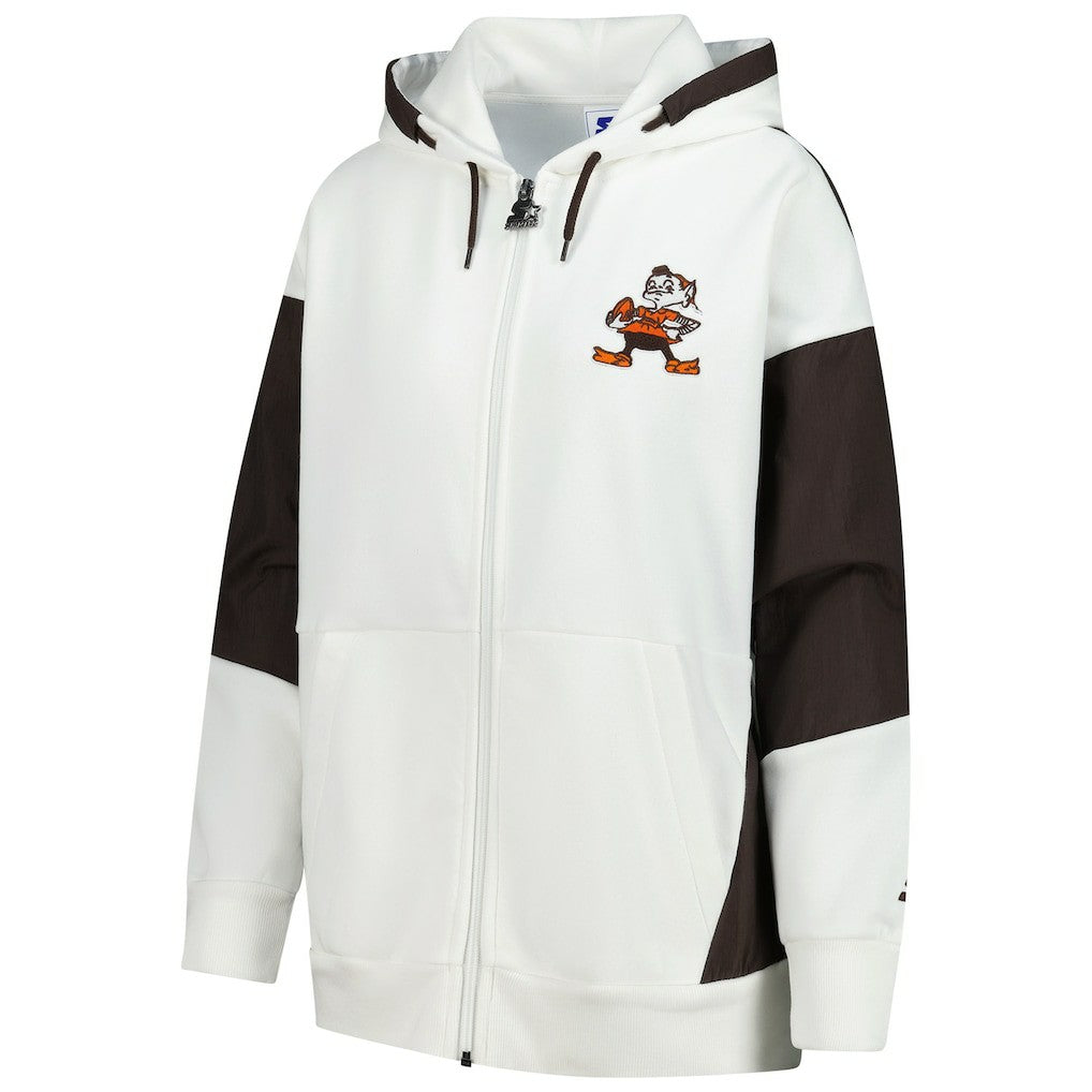 Cleveland Browns Starter Women's Scrimmage Full-Zip Hoodie White