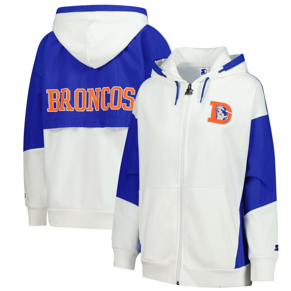 Denver Broncos Starter Women's Scrimmage Full-Zip Hoodie White