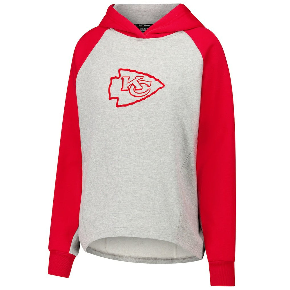 Kansas City Chiefs DKNY Sport Women's Joy Cropped Raglan Pullover Hoodie - Gray/Red