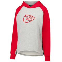 Kansas City Chiefs DKNY Sport Women's Joy Cropped Raglan Pullover Hoodie - Gray/Red