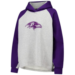 Baltimore Ravens DKNY Sport Women's Joy Cropped Raglan Pullover Hoodie - Gray/Purple
