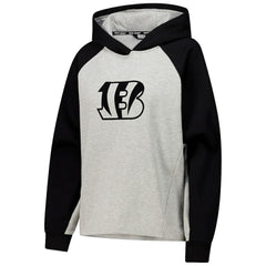 Cincinnati Bengals DKNY Sport Women's Joy Cropped Raglan Pullover Hoodie - Gray/Black