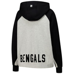 Cincinnati Bengals DKNY Sport Women's Joy Cropped Raglan Pullover Hoodie - Gray/Black