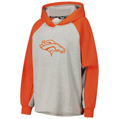 Denver Broncos DKNY Sport Women's Joy Cropped Raglan Pullover Hoodie - Gray/Orange