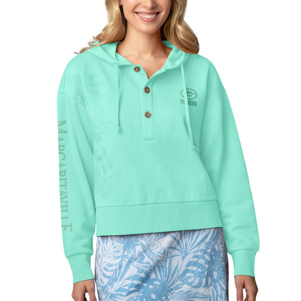 Green Bay Packers Margaritaville Women's Island Dream Solid Pullover Hoodie Mint