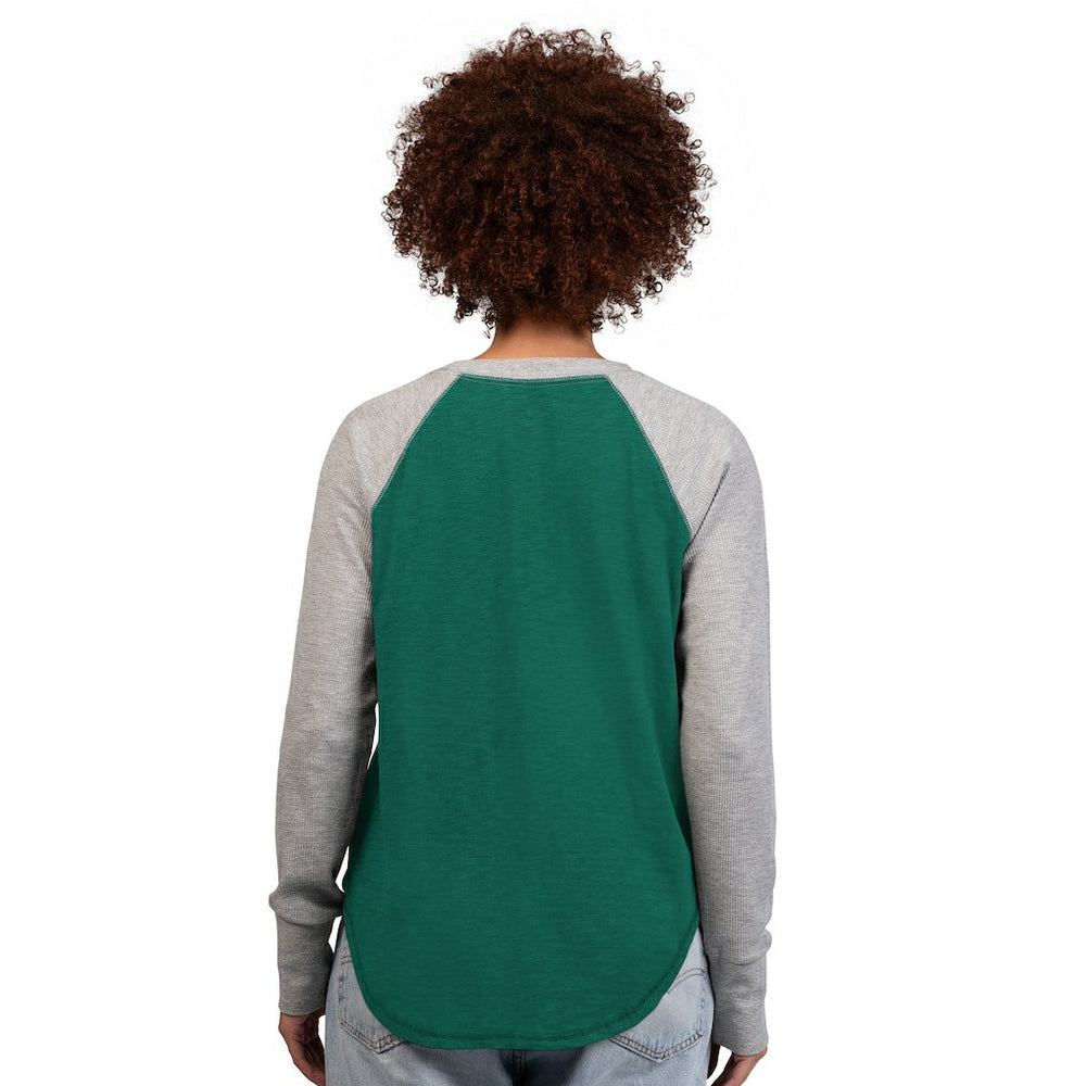 New York Jets G-III 4Her by Carl Banks Women's Waffle Knit Raglan Long Sleeve T-Shirt Green/Heather Gray