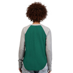 New York Jets G-III 4Her by Carl Banks Women's Waffle Knit Raglan Long Sleeve T-Shirt Green/Heather Gray