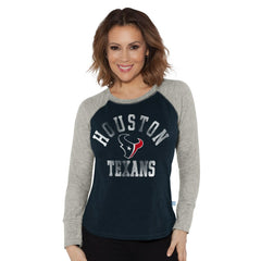 Houston Texans G-III 4Her by Carl Banks Women's Waffle Knit Raglan Long Sleeve T-Shirt Navy/Heather Gray