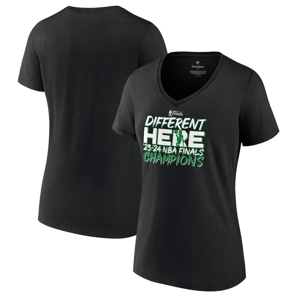 Boston Celtics Women's 2024 NBA Finals Champions Pump Fake Hometown Originals V-Neck T-Shirt Black