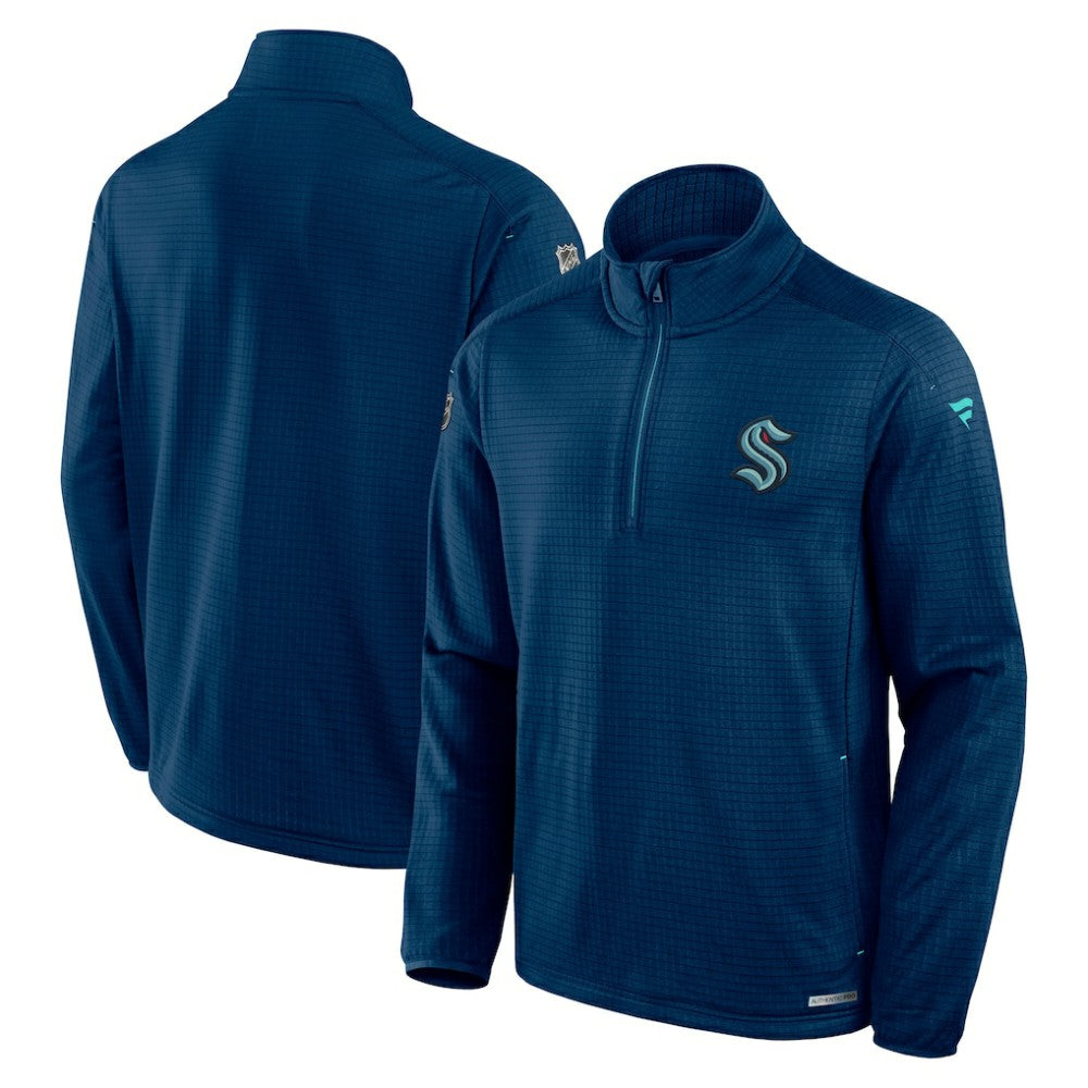 NHL Seattle Kraken Fanatics Big & Tall Authentic Pro Quarter-Zip Top - Navy