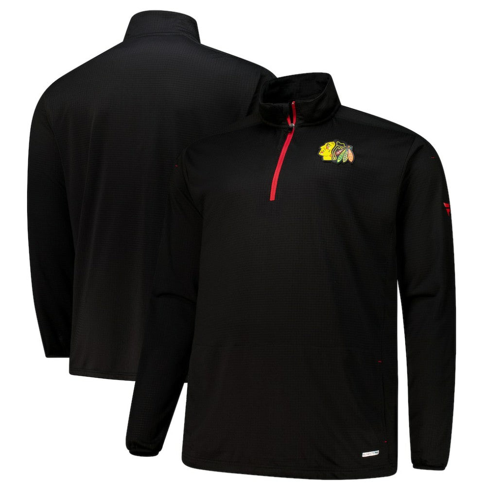 NHL Chicago Blackhawks Fanatics Big & Tall Authentic Pro Quarter-Zip Top - Black