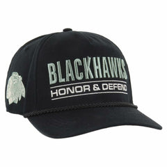 NHL Chicago Blackhawks '47 OHT Military Appreciation Homeland Honor and Defend Hitch Adjustable Hat - Black