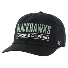 NHL Chicago Blackhawks '47 OHT Military Appreciation Homeland Honor and Defend Hitch Adjustable Hat - Black