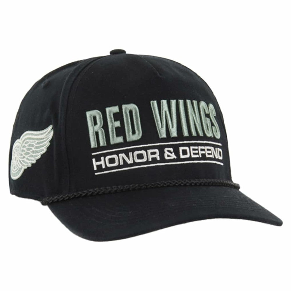 NHL Detroit Red Wings '47 OHT Military Appreciation Homeland Honor and Defend Hitch Adjustable Hat - Black