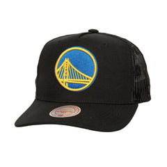 Golden State Warriors Monogram Allover Logo Mesh Trucker Adjustable Hat Black