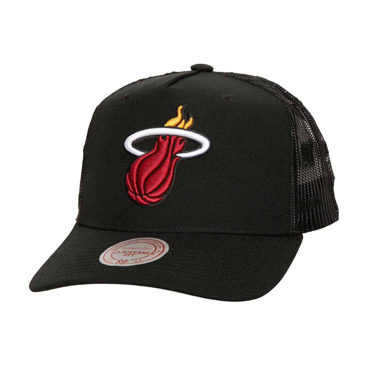 Miami Heat Monogram Allover Logo Mesh Trucker Adjustable Hat Black