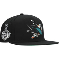 NHL San Jose Sharks Mitchell & Ness Core Top Spot Snapback Hat - Black