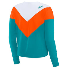 Miami Dolphins WEAR by Erin Andrews Women's Chevron Tri-Blend Long Sleeve T-Shirt Aqua/Orange