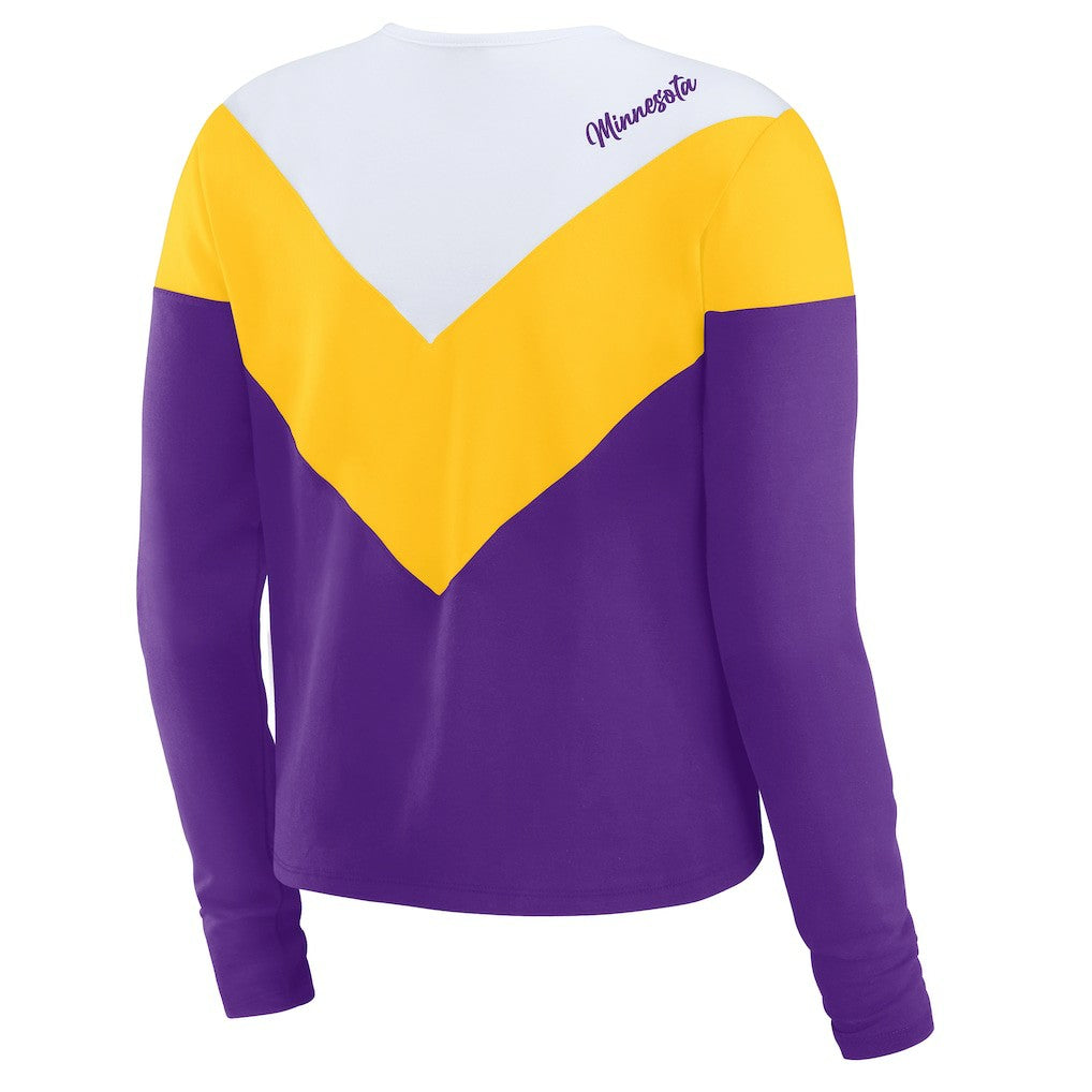 Minnesota Vikings WEAR by Erin Andrews Women's Chevron Tri-Blend Long Sleeve T-Shirt Purple/Gold