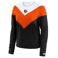 Cincinnati Bengals WEAR by Erin Andrews Women's Plus Size Chevron Tri-Blend Long Sleeve T-Shirt Black/Orange
